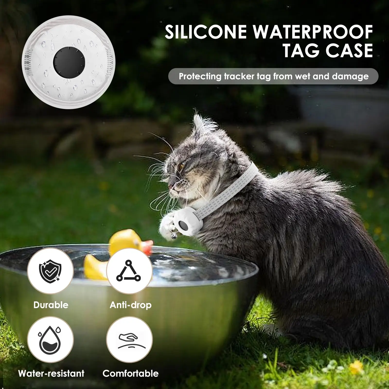 GPS Tracker, Waterproof Pet Tracker for Cats, Cat GPS Tracker Collar with Safety Elastic Buckle (Only iOS) - Image 4