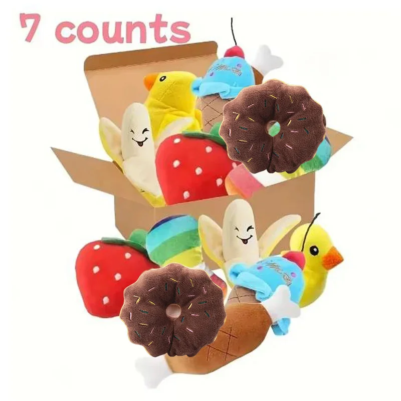 Set of 7 Fruit and Vegetable Plush Toys for Puppies - Image 7