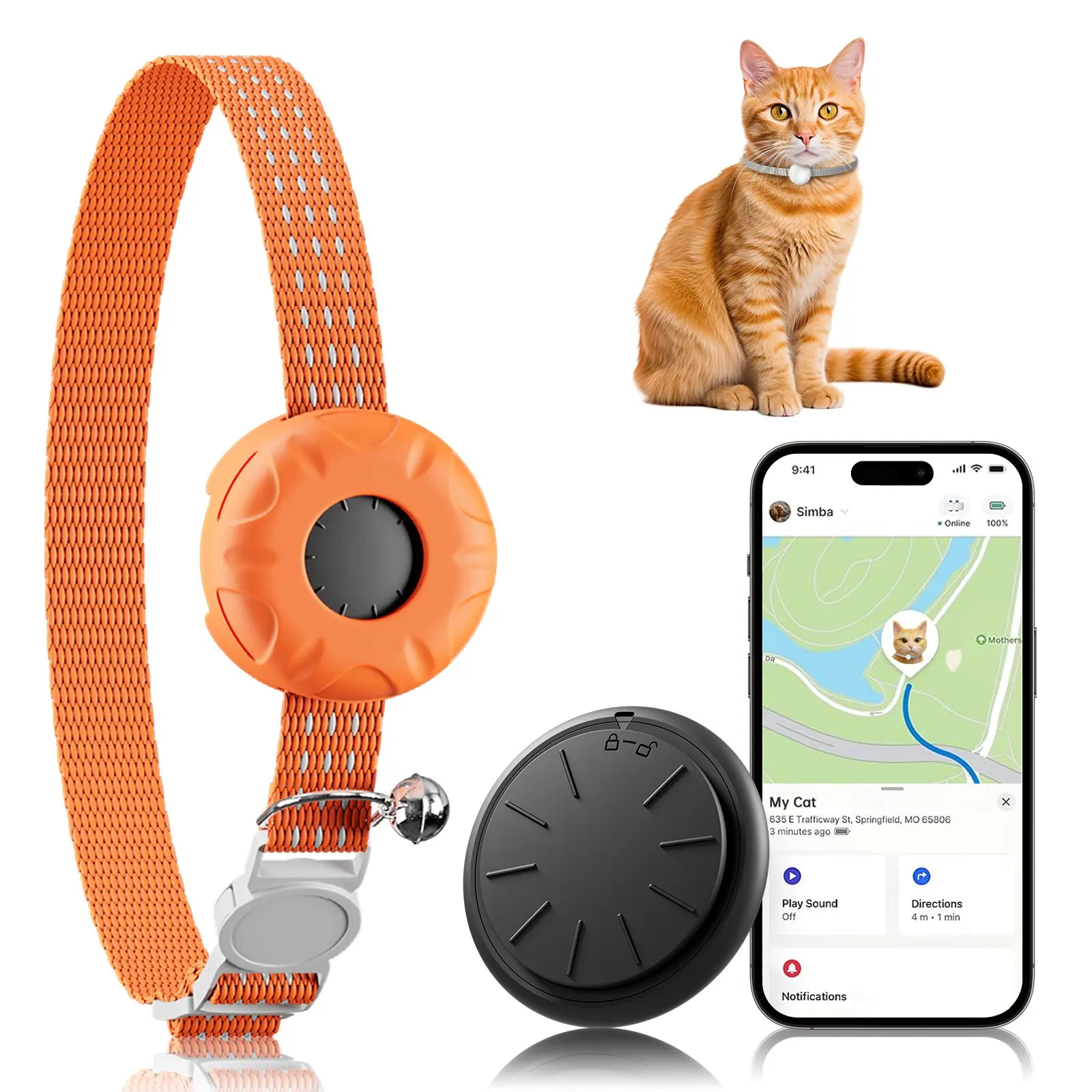 GPS Tracker, Waterproof Pet Tracker for Cats, Cat GPS Tracker Collar with Safety Elastic Buckle (Only iOS) - Image 13