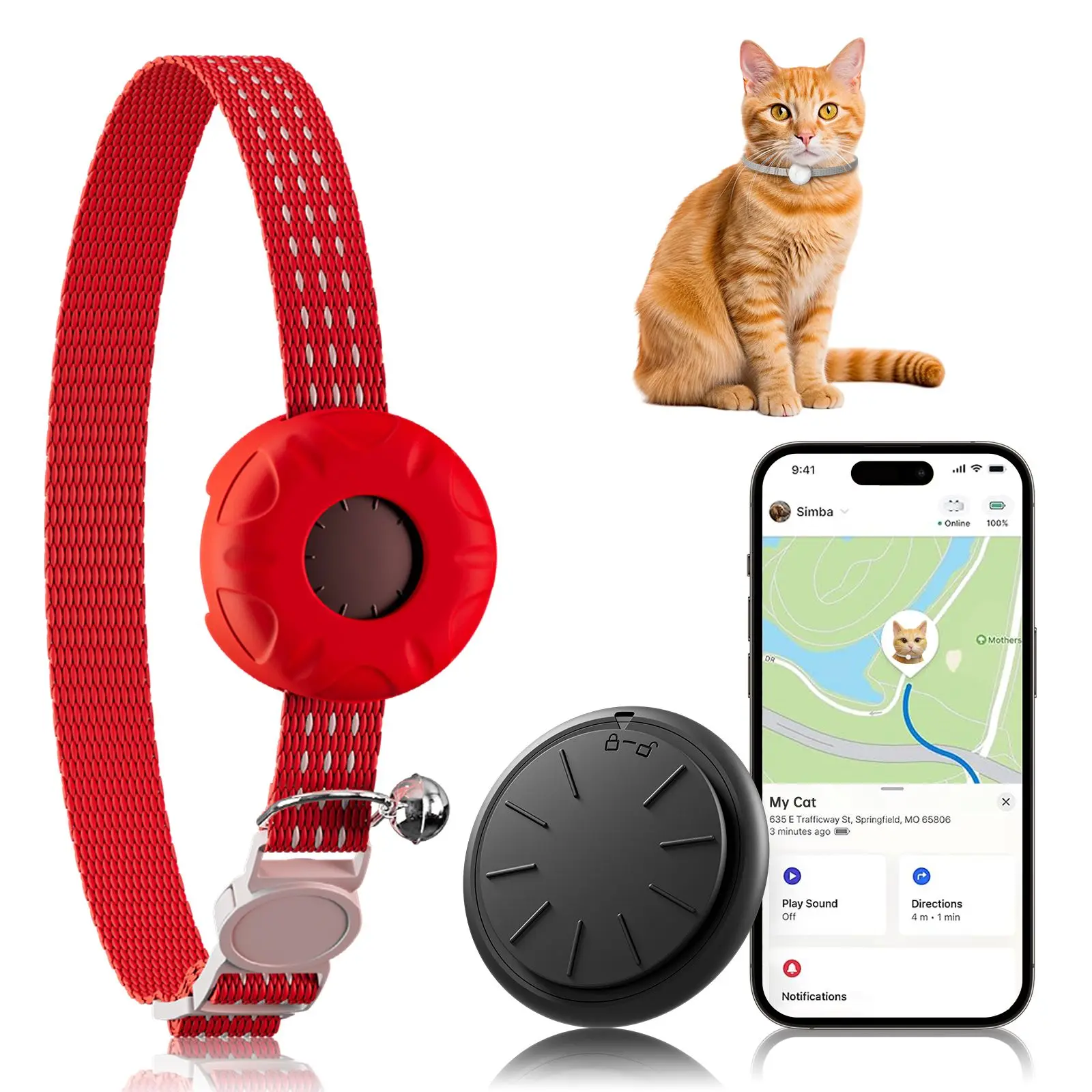 GPS Tracker, Waterproof Pet Tracker for Cats, Cat GPS Tracker Collar with Safety Elastic Buckle (Only iOS) - Image 12