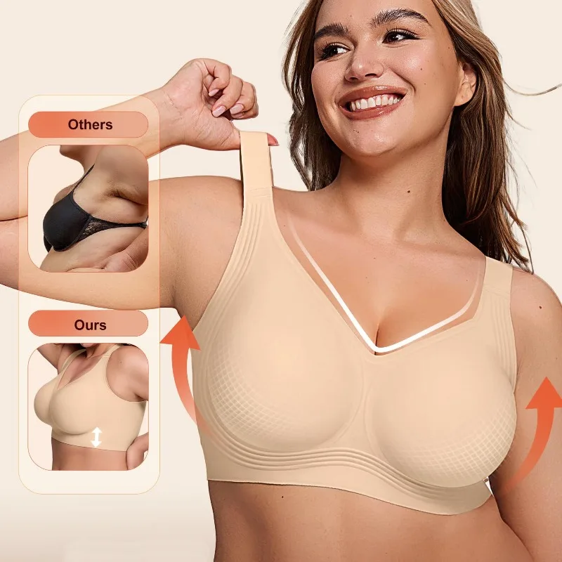 Sujetador push-up sin aros para mujer: gran soporte, cobertura completa y diseño sin costuras.