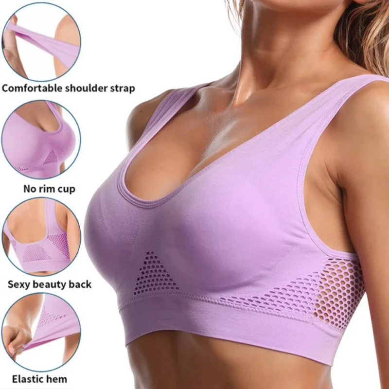 Seamless Mesh Women Sports Bras Fitness Gym Running Underwear.