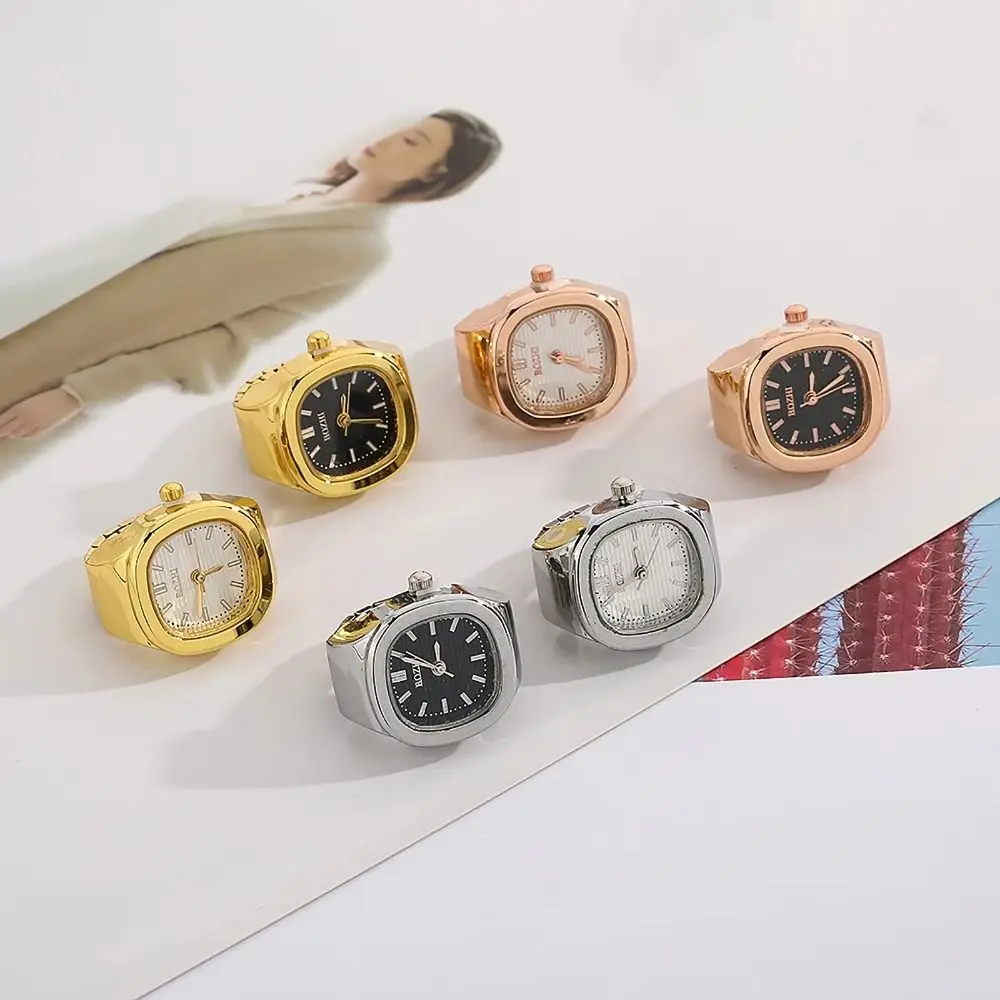 Creative Adjustable Finger Ring Watch Mini Simple Couple Ring Watch Vintage Square Time Watch Ring Men Women - Image 3