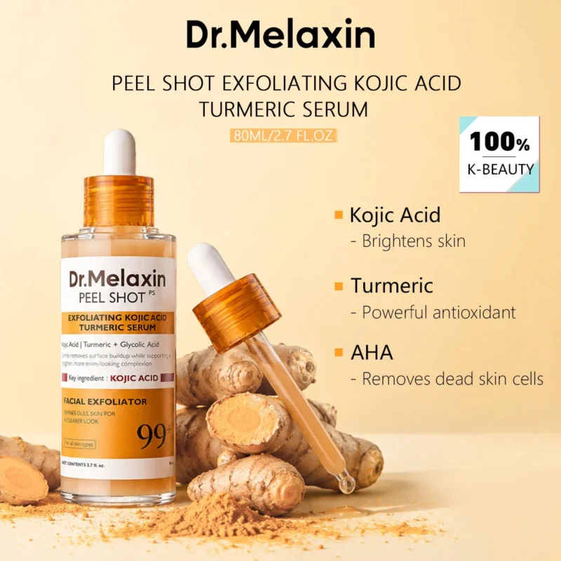 Dr.Melaxin PEEL SHOT EXFOLIATING KOJIC ACID TURMERIC SERUM 80ml, Clear Dullness, Purify Pores, Korean Cosmetics, Korean Skincare
