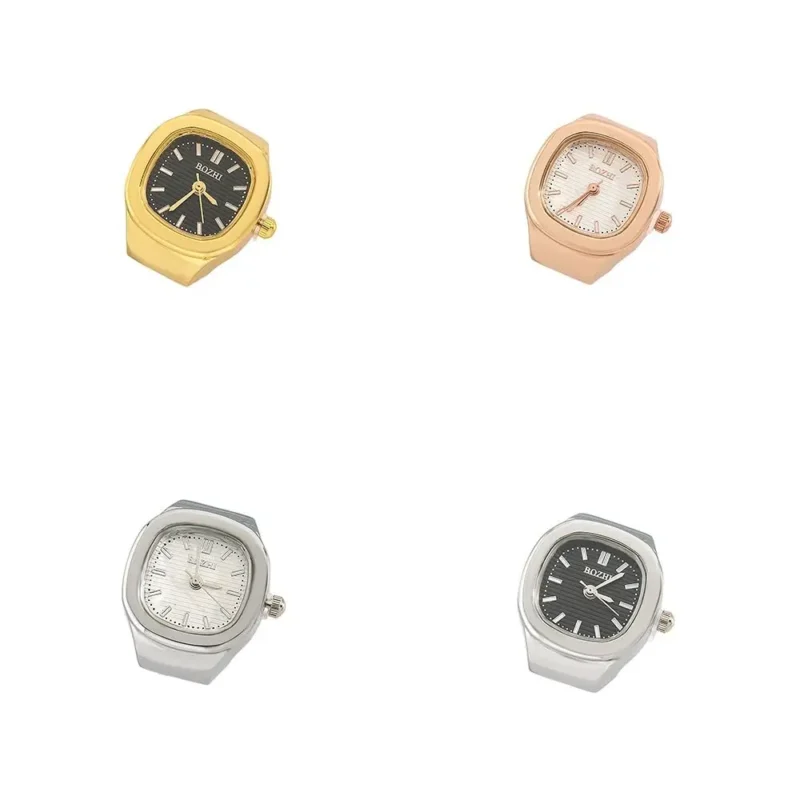 Creative Adjustable Finger Ring Watch Mini Simple Couple Ring Watch Vintage Square Time Watch Ring Men Women