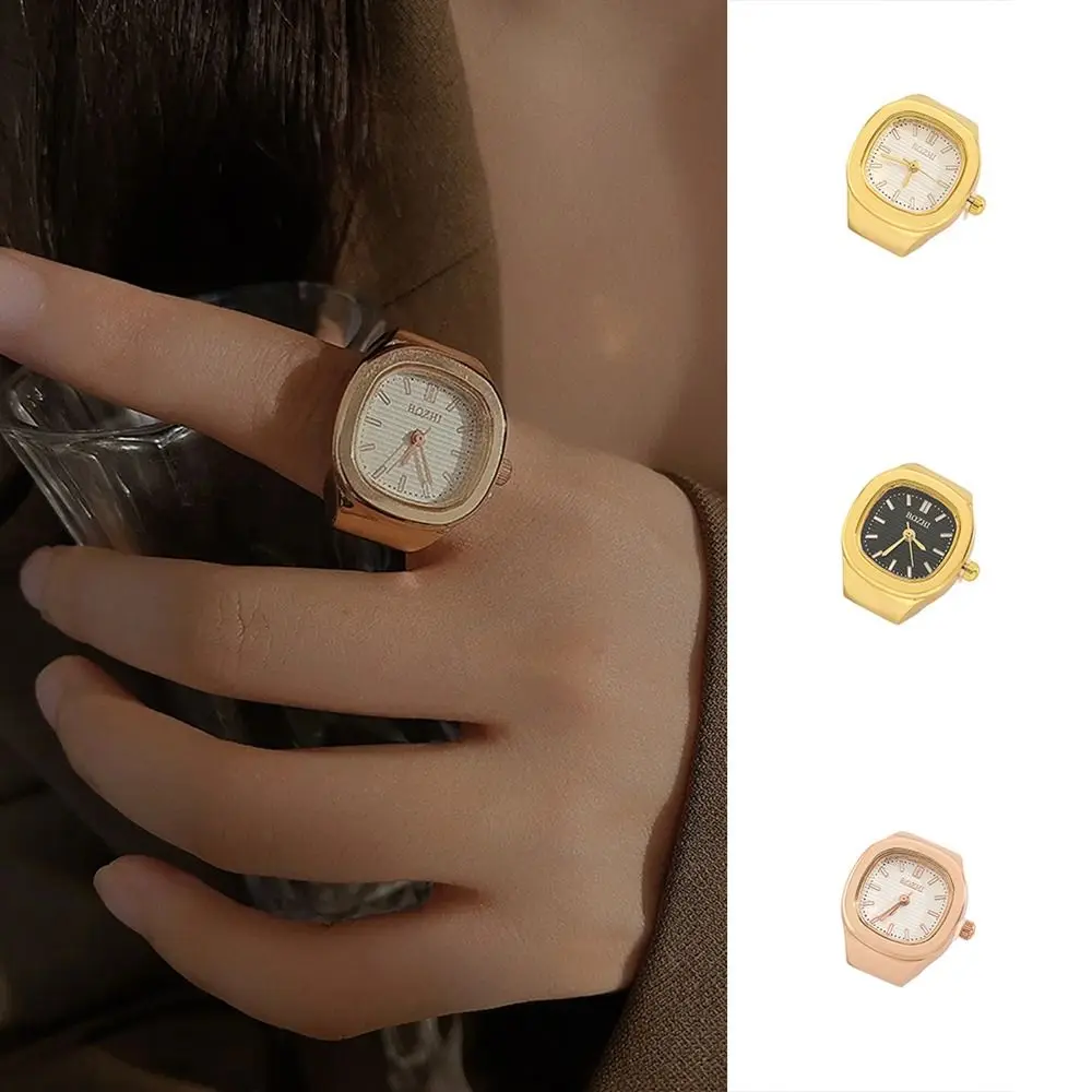Creative Adjustable Finger Ring Watch Mini Simple Couple Ring Watch Vintage Square Time Watch Ring Men Women - Image 2
