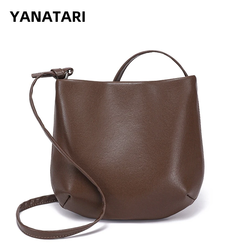 YANATARI Genuine Leather Woman Bag Cowhide Shoulder Bag Soft Leather High Quality Crossbody Mobile Phone Bag