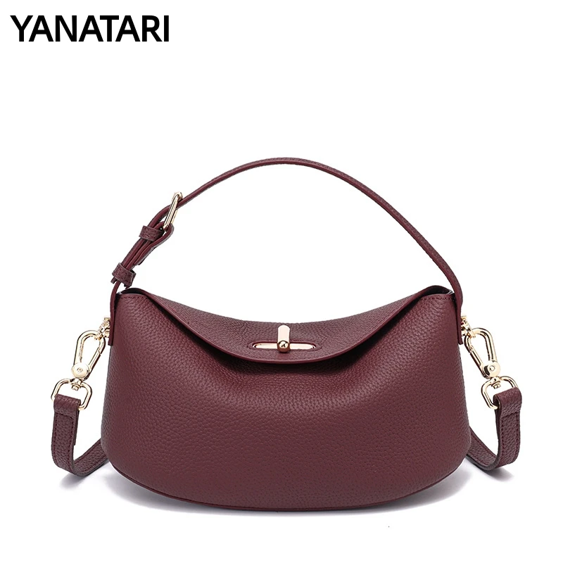 YANATARI Genuine Leather Small Bag Minimalist Crossbody Bag Women Female Luxury Fashion Handbag Shoulder Bag